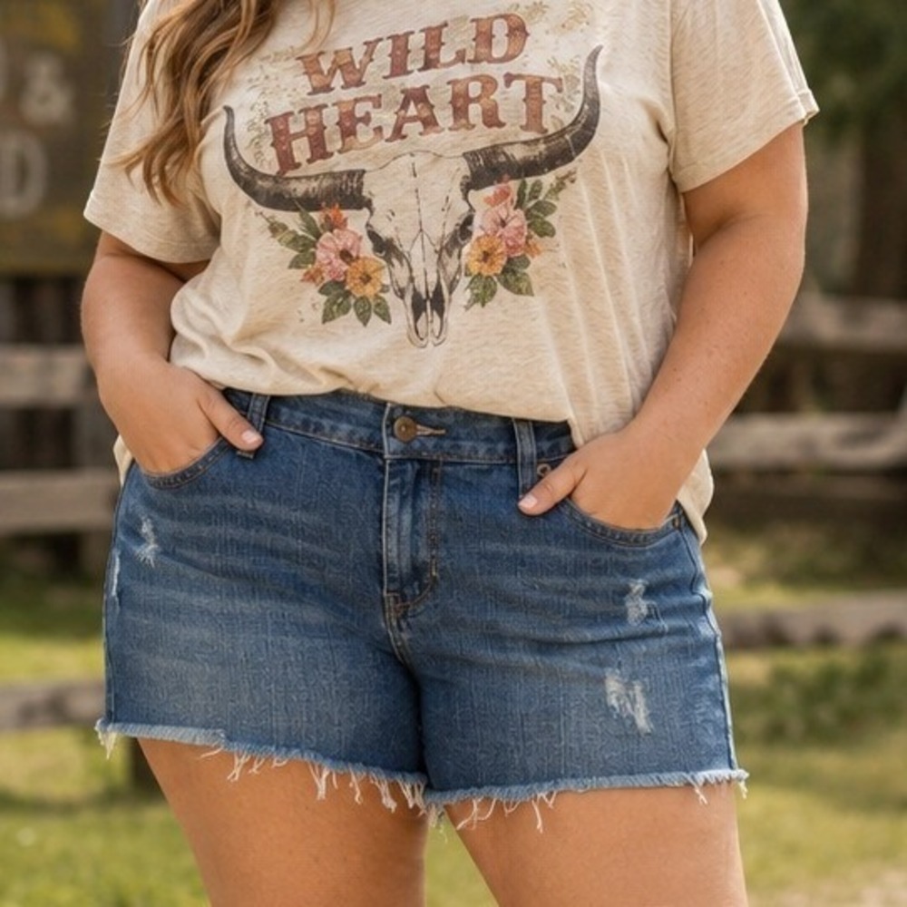 Mini Jean Shorts Womens Blue Distressed Frayed Hem Denim 9 30 Country Cowgirl